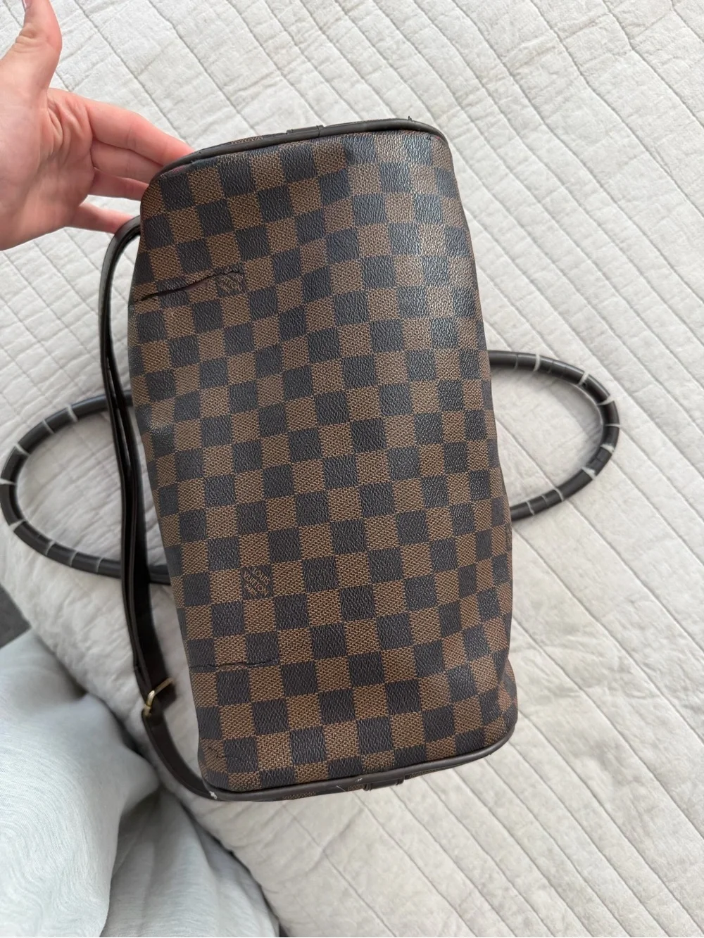 Brown Checkered Women's Satchel Handbag